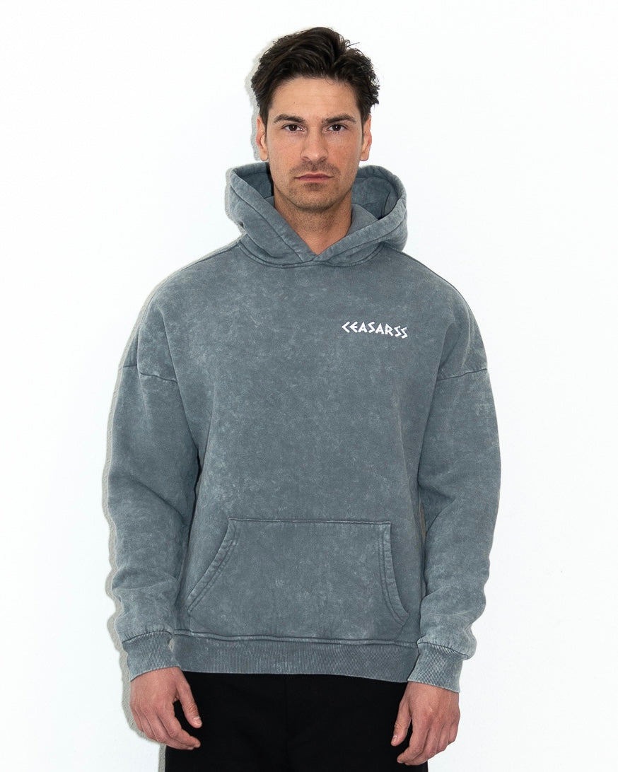 Ceasarss Logo Hoodie Washed Grey