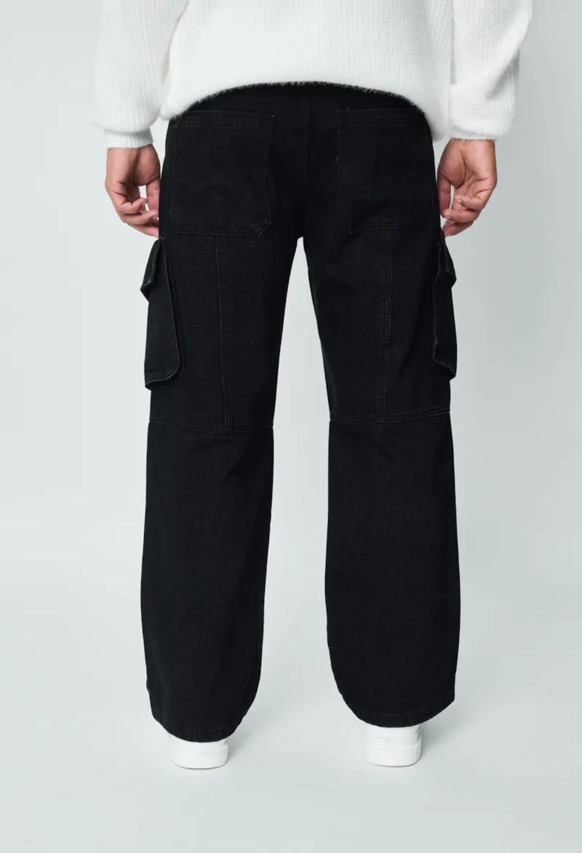 Flared cargo jeans Black