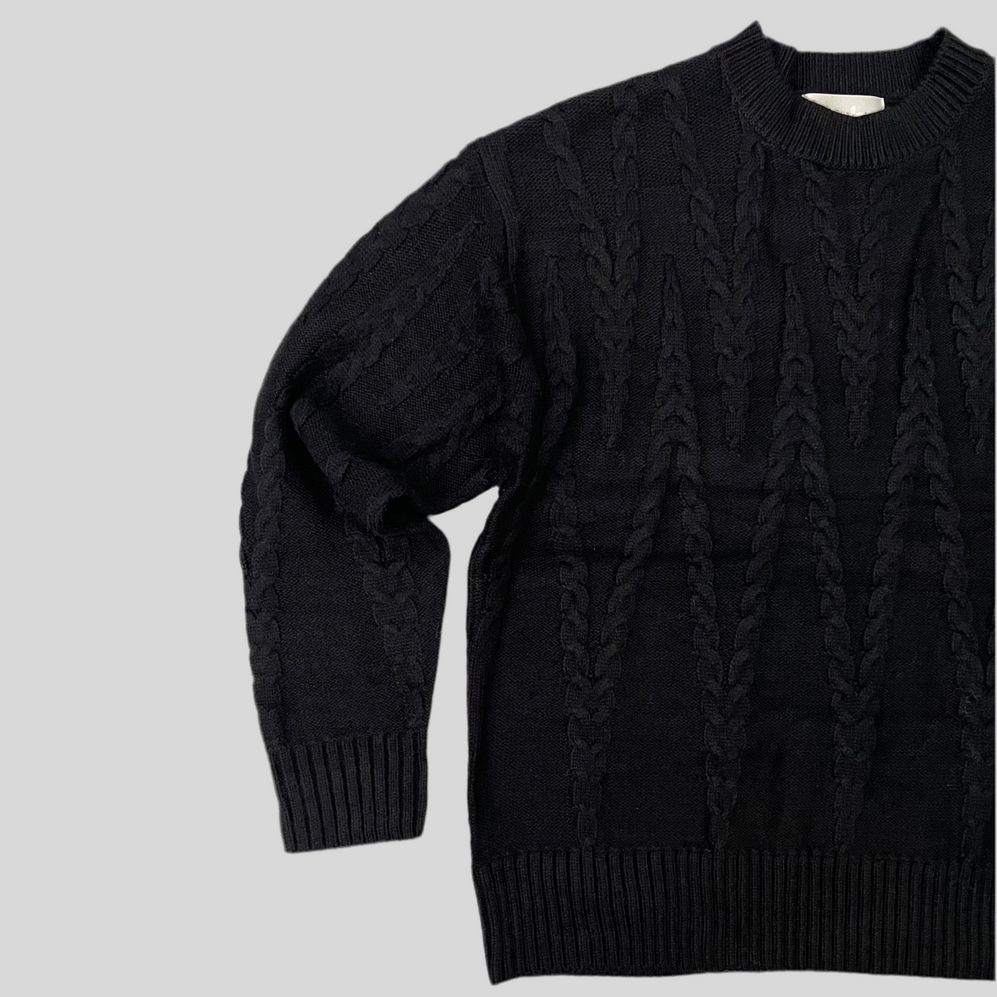 Waffle knit jumper Black