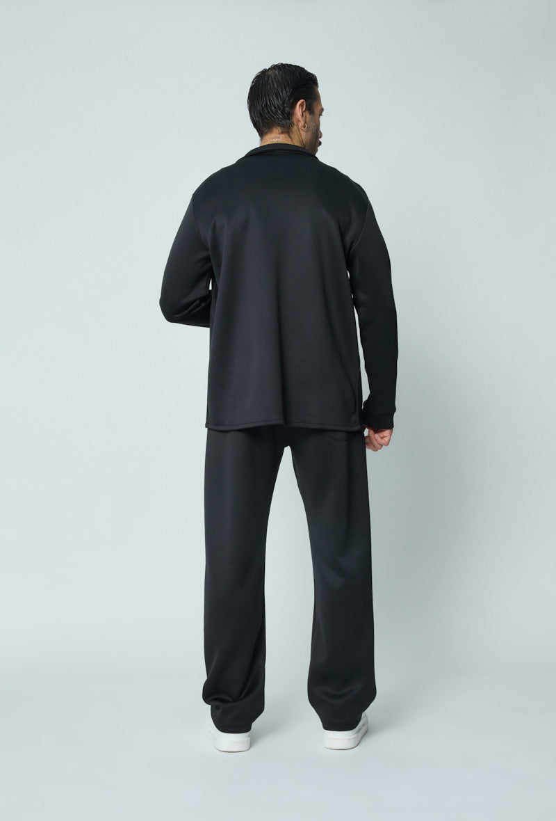 Satin flared suite Black