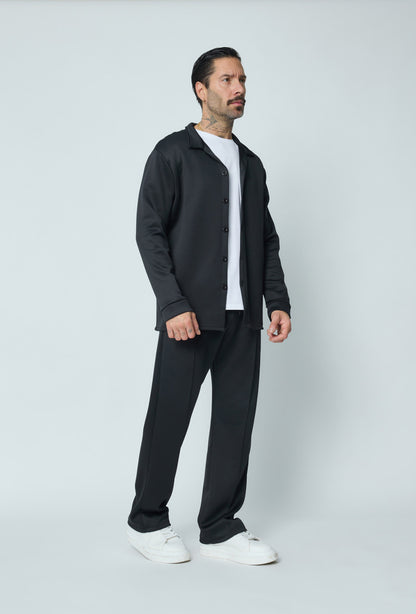 Satin flared suite Black