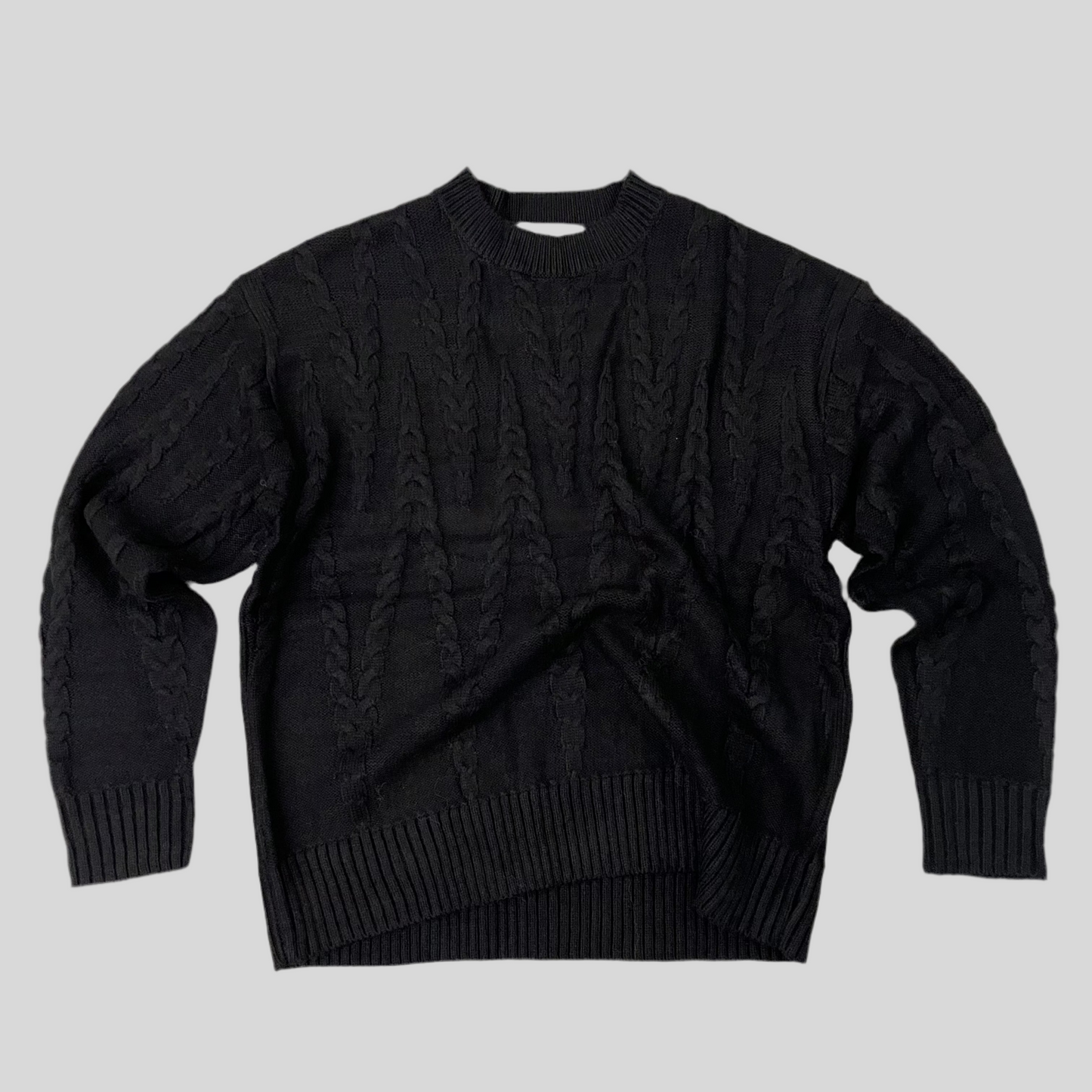 Waffle knit jumper Black