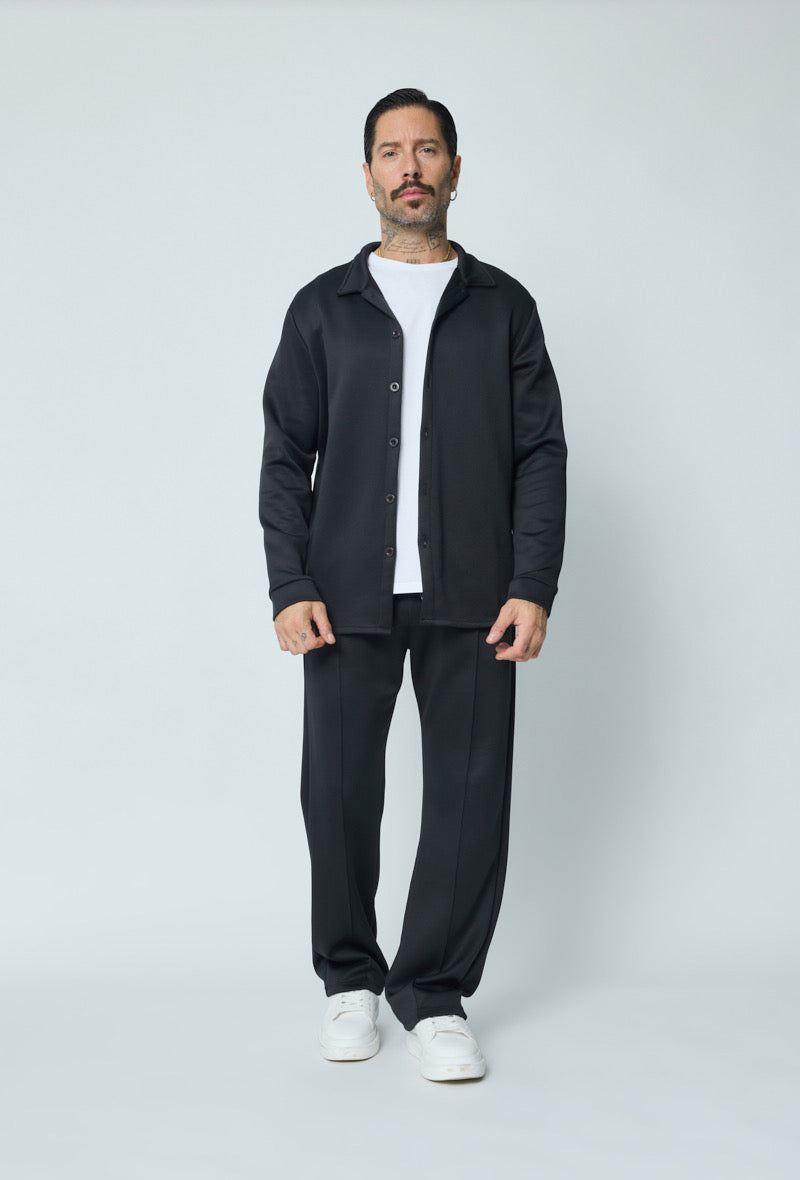 Satin flared suite Black