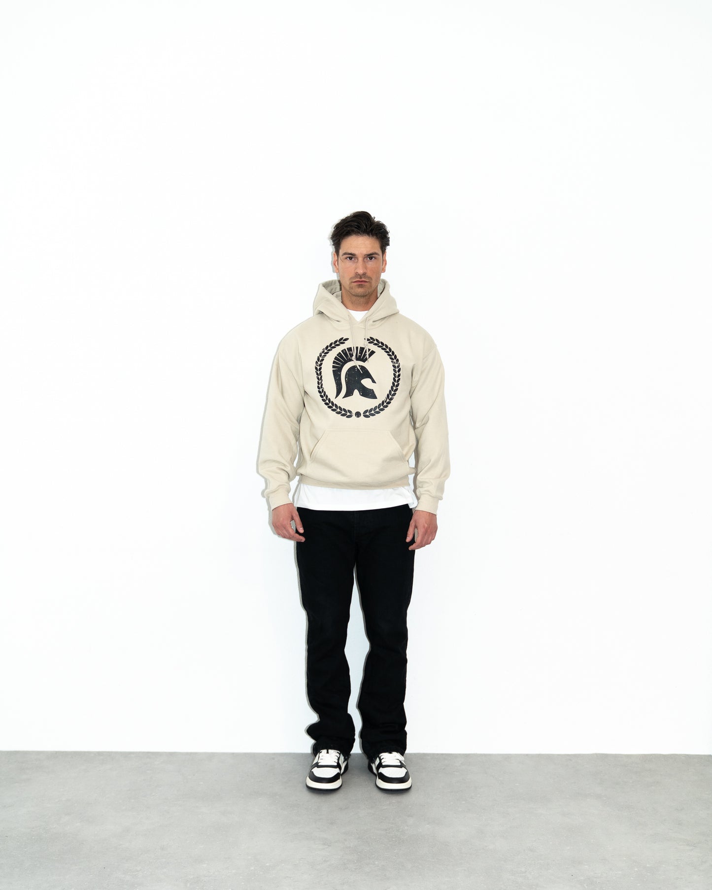 Ceasarss Logo Hoodie Beige and Black