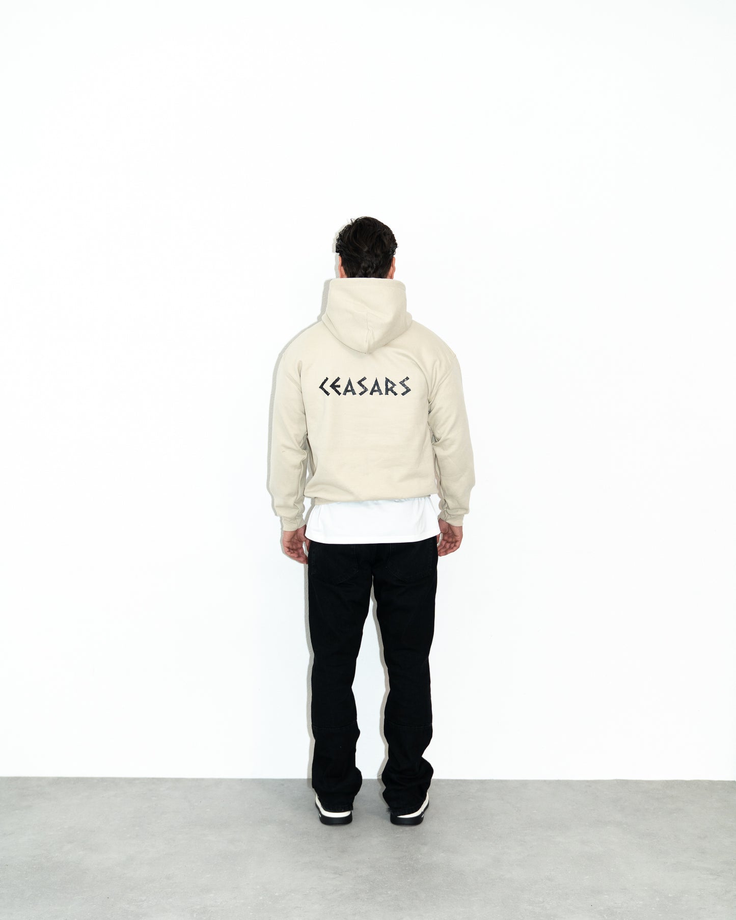 Ceasarss Logo Hoodie Beige and Black
