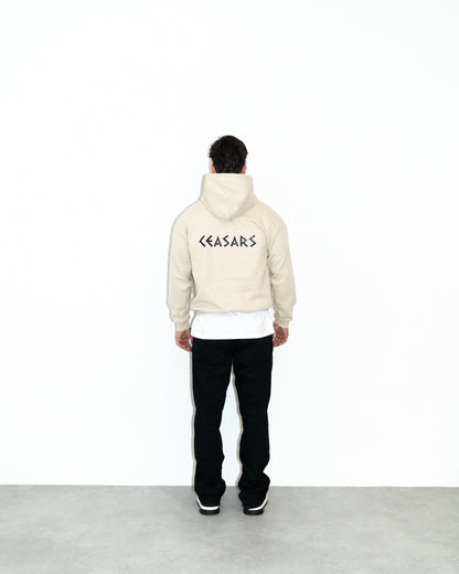 Ceasarss Logo Hoodie Beige and Black