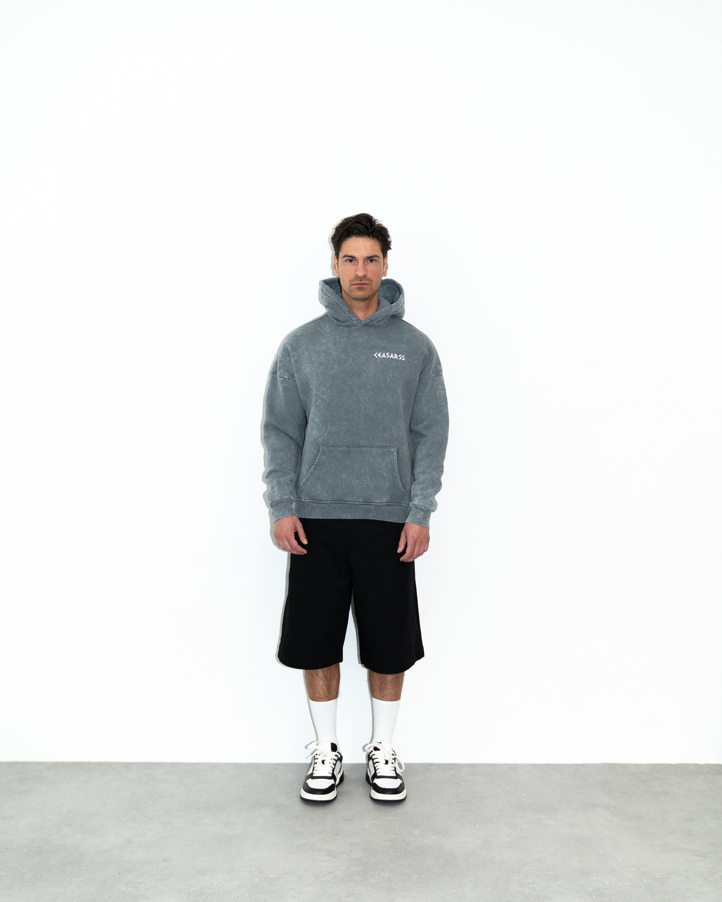 Ceasarss Logo Hoodie Washed Grey
